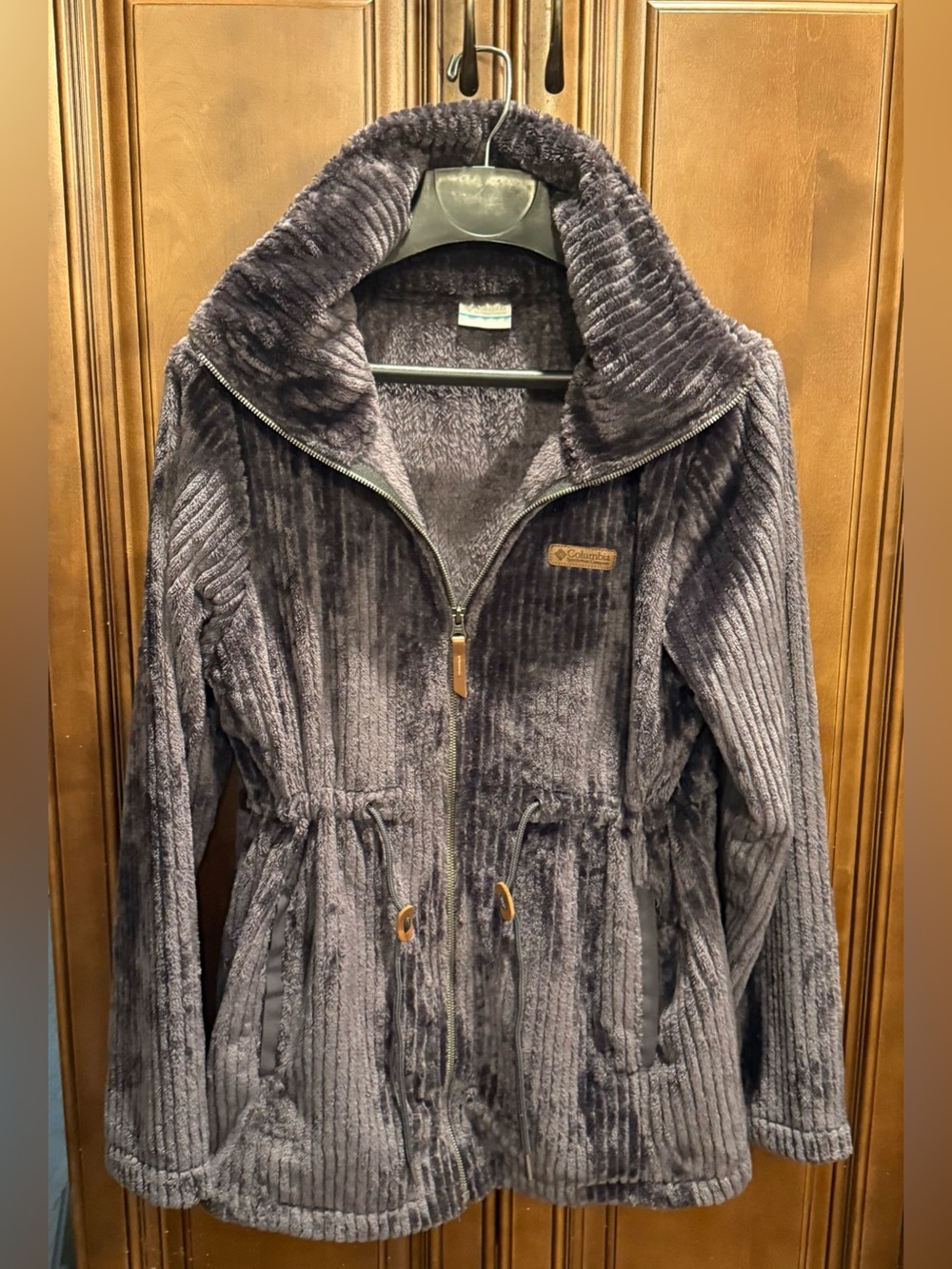 Columbia Fire Side Sherpa Fleece Jacket Shark Stripe Sz L